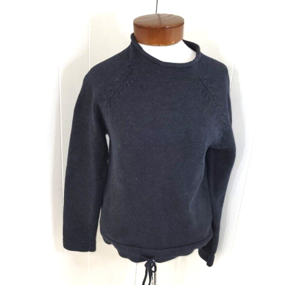 Ralph Lauren Womens Medium Charcoal Tie Waist Tight Knit Long Sleeve Sweater